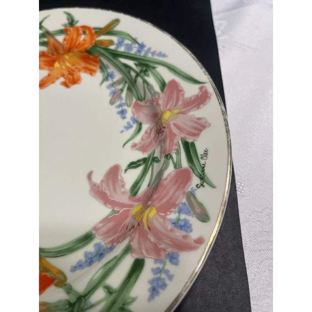 4pc LENOX The Flower Blossom Collection Dessert Plates Daffodil Rose Lily Iris